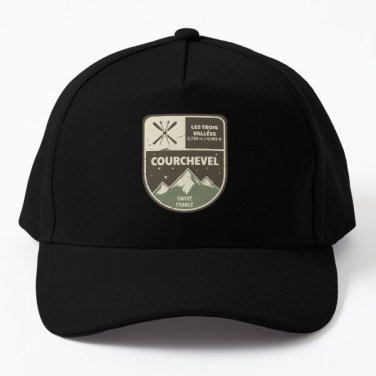 Courchevel Les Trois Vallees Savoie Fran Baseball Cap Hat Black Casquette Snapback