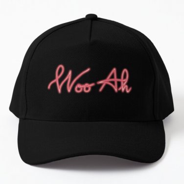 Coral Neon Woo Ah No Background Baseball Cap Hat Printed Casquette Hip Hop Black