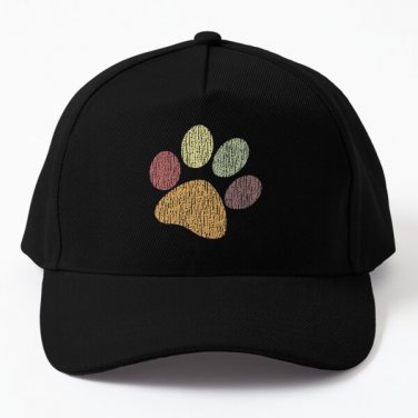 Colorful Vintage Paw Print Baseball Cap Casquette Hat Black Women