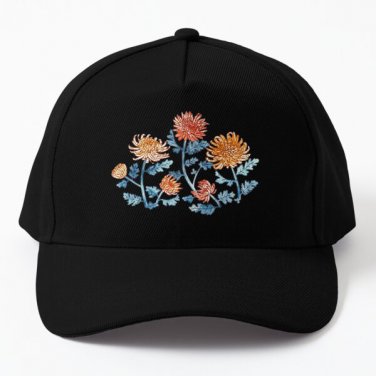 Chrysanthemum Watercolor Pen Pattern Baseball Cap Hat Czapka Snapback Black Hip Hop