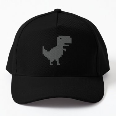 Chrome Dino The Dinosaur Game T Rex Baseball Cap Hat Czapka Hip Hop Black Casquette