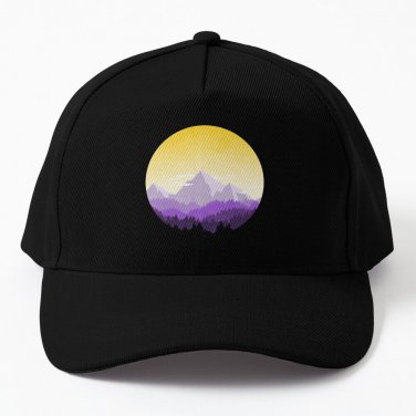Enby Range Circle (Subtle Non-Binary Flag Landscape) Baseball Cap Hat Casquette Snapback
