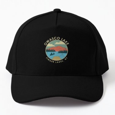 Finger Lakes Ny New York Owasco Lake Gra Baseball Cap Hat Black Printed Hip Hop
