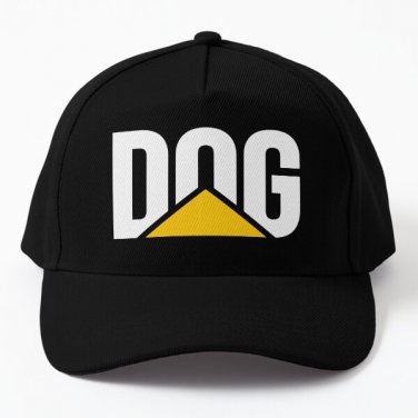 Dog Caterpillar Logo White Text Baseball Cap Hat Czapka Snapback Black Printed