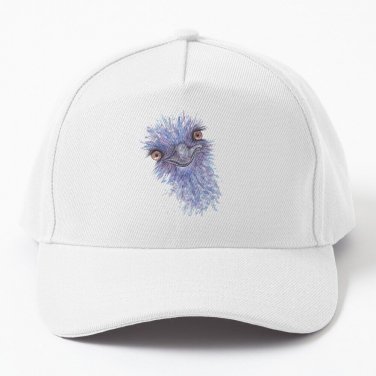 Friendly Australian Emu Watercolor Closeup Portrait Baseball Cap Hat Casquette Snapback