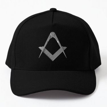 Freemason Silver Square Compass Black Baseball Cap Hat Casquette Snapback Hip Hop