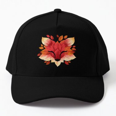 Fox Of Leaves Baseball Cap Hat Hip Hop Black Casquette Printed