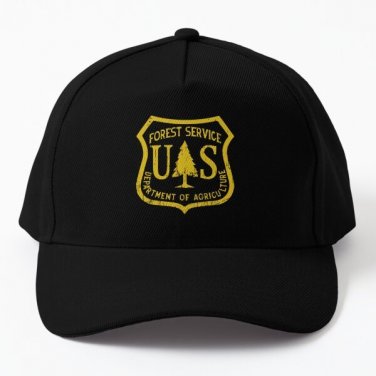 Forest Service Vintage Emblem Baseball Cap Hat Snapback Czapka Printed Black