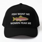 Fish Want Me Fear Me White Baseball Cap Hat Hip Hop Casquette Printed Czapka Snapback