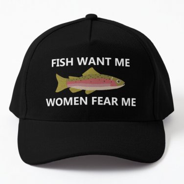 Fish Want Me Fear Me White Baseball Cap Hat Hip Hop Casquette Printed Czapka Snapback