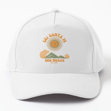 Retro Sixties Ski Santa Fe Mexico Orange Text- Retro Skiing Vintage Skiing Cap Casquette Hats
