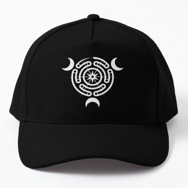 Hecates Wheel Moon Goddess Serpent Labyrinth with 3 Moons Baseball Cap Hat Casquette Snapback