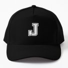 Letter J, Initial J Varsity style in White Baseball Cap Hat Casquette Snapback