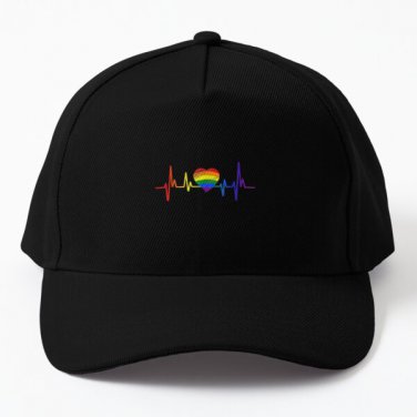 Lovely Lgbt Pride Heartbeat Lesbian Baseball Cap Casquette Hat Women Black Snapback Hip Hop