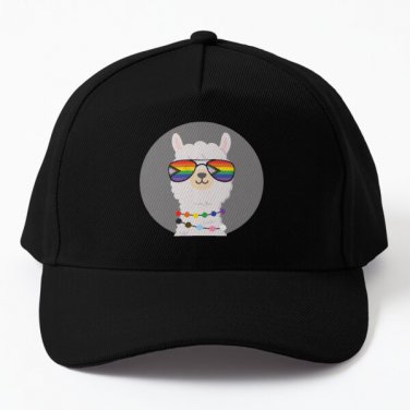 Lgbtq Pride Llama Baseball Cap Hat Black Mens Casquette Women