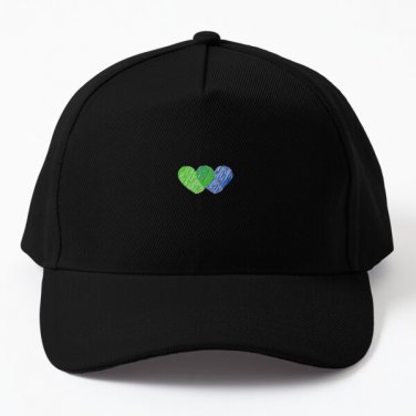 Larry Stylinson Green And Blue Hearts Baseball Cap Hat Black Casquette