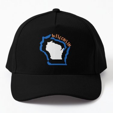 State Map Of Wisconsin Baseball Cap Hat Women Black Snapback Mens Casquette