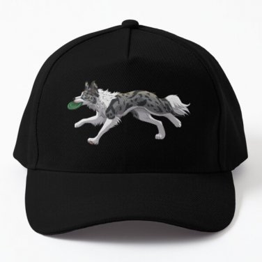 Running Blue Merle Border Collie With Fr Baseball Cap Casquette Hat Black Women