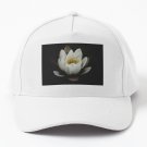 Stunning Floral Design White And Yellow Water Lilly Lilly Pond Black Background Cap Casquette Sunhat