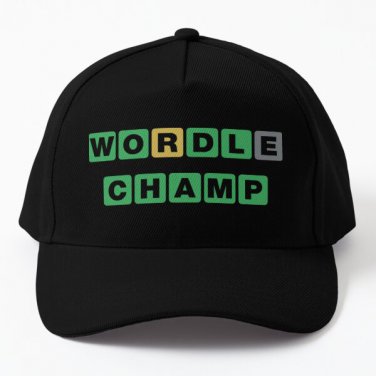 Wordle Champ Baseball Cap Hat Black Casquette Women Mens Snapback