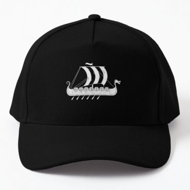 Viking Long Ship Drakkar Scandinavia Ice Baseball Cap Hat Mens Black Casquette