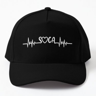 Soca Heartbeat White Baseball Cap Casquette Hat Women Mens Black Snapback