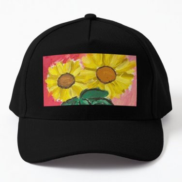 Yellow Petals Baseball Cap Hat Snapback Mens Black Casquette