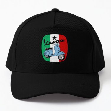 Vespa Classic Badge With Italian Flag Baseball Cap Casquette Hat Women Snapback Black