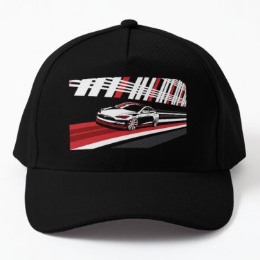 Tesla Model S Plaid Original Fan Art Ser Baseball Cap Casquette Hat Women Mens Black