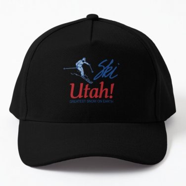 Ski Utah Greatest Snow On Earth Baseball Cap Hat Black Snapback Casquette Printed Czapka