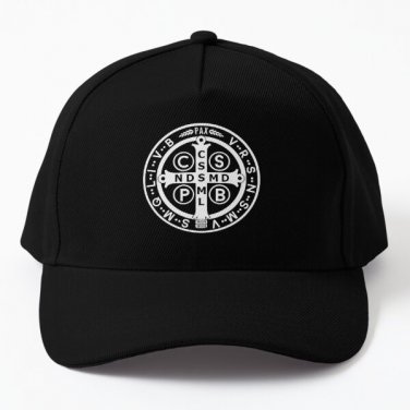 Saint Benedict Medal Black White Baseball Cap Hat Snapback Czapka Black Casquette Hip Hop