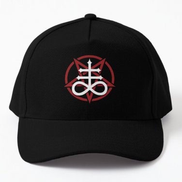 Red Pentagram With Leviathan Cross Baseball Cap Hat Snapback Black Hip Hop Casquette