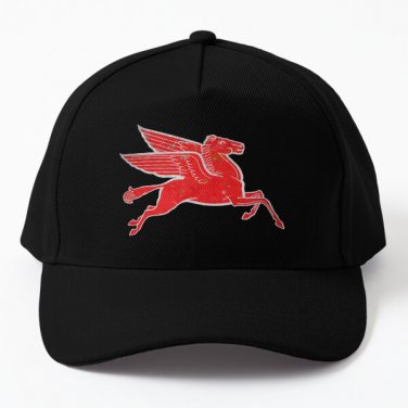 Red Pegasus Distressed Version Facing Ri Baseball Cap Hat Czapka Black Casquette Sun