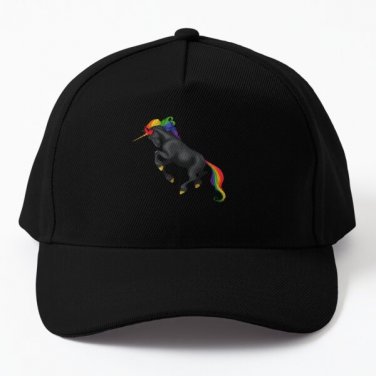 Rainbow Pride Unicorn Dark Cap Hat Casquette Mens Women Black Snapback