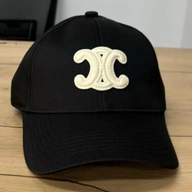 New Black Celine Hat Never Worn Triomphe Baseball Cap In Cotton