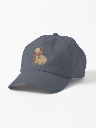 Anime-style Capybara Just Sitting There with Hat and Scarf Cap