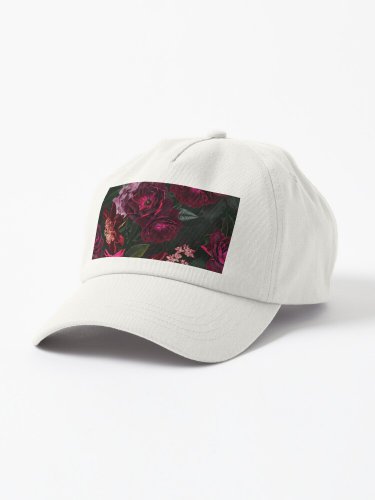 Antique Midnight Botanical Flower Rose Botanical Night Garden Cap