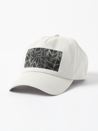 Art Deco (Faux) Silver And Black Leaf Pattern Cap