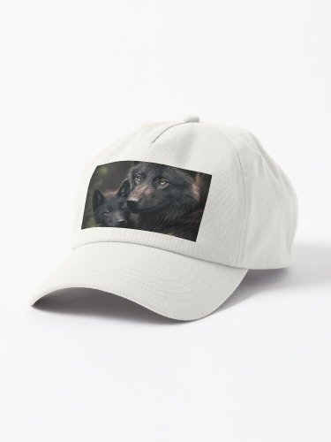 Baby with mother black wolf Cap