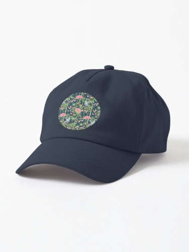Bamboo, Birds and Blossom - dark teal Cap