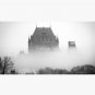 A Foggy Morning engulfs Chateau Frontenac Black and White Cap