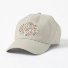 A Vintagey Botanical Floral in Pink and Green  Cap