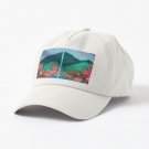 Abstract field and mountains with flowers Cap