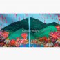 Abstract field and mountains with flowers Cap
