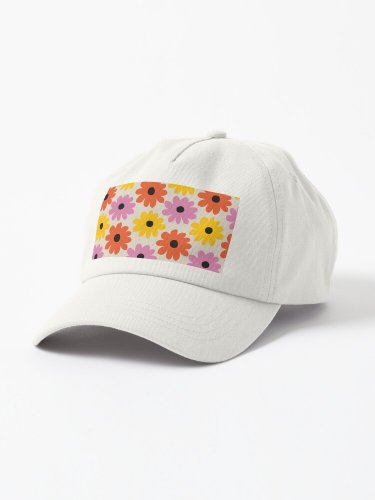 Abstract flowers pattern 80s style Cap