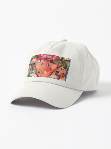 Abstract intuitive face and flowers Cap