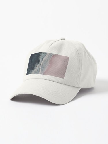 Aerial Ocean Beach Print, Pink Sand, Crashing Waves, Dark Blue Sea, Travel Photography Cap