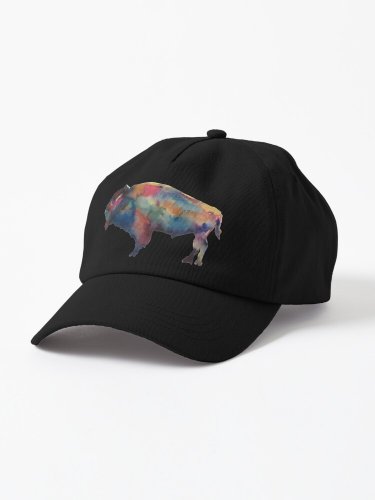 Bison Buffalo Western Art Watercolor Cap