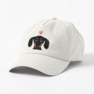 Black and Tan Dachshund with Heart  Cute Cartoon Wiener Dog Cap