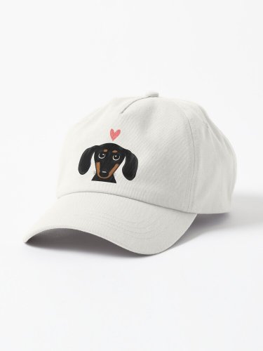 Black and Tan Dachshund with Heart  Cute Cartoon Wiener Dog Cap
